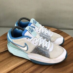 Nike Ja 1 GS Basketball Shoes White Blue Silver Youth Size 5.5Y Mesh Lace Up